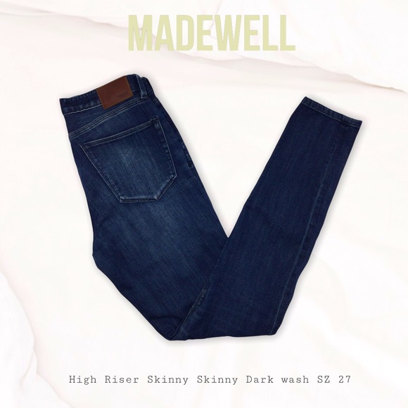 MADEWELL| High Riser Skinny Skinny Dark wash SZ 27 - Picture 2 of 9